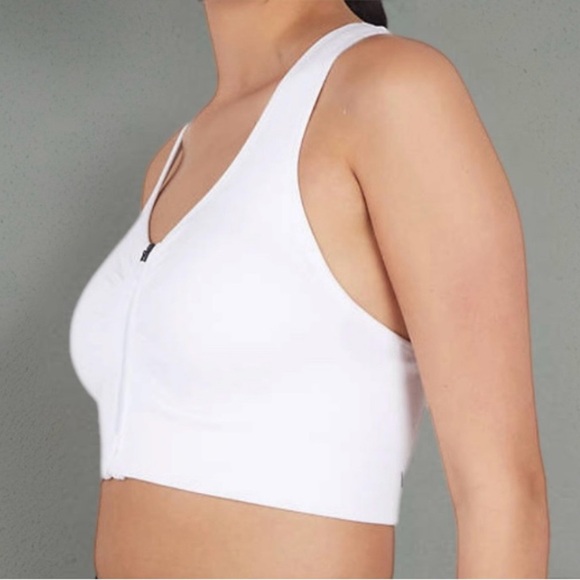 Yogalicious Katie Zip Padded Sports Bra White Size Medium NWOT - Picture 4 of 7